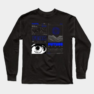 Streetwear Cyber Blue Brutalism Design Long Sleeve T-Shirt